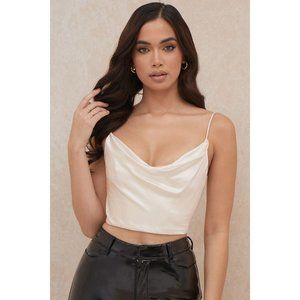House of CB Marlene Ivory Draped Satin Corset Top Size L+/ US 10-12